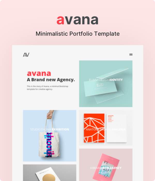 Avana – minimal portfolio template build with Bootstrap