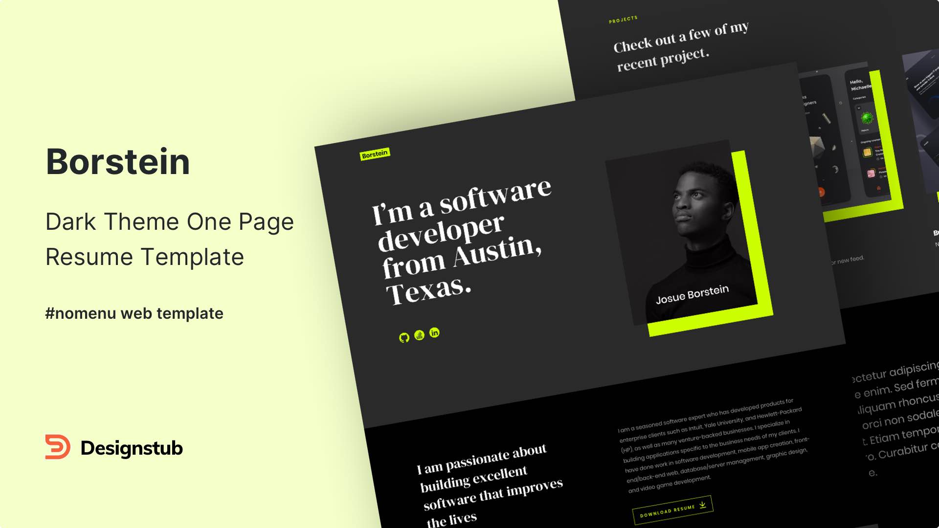 Borstein - Dark Theme Bootstrap Template for Developer