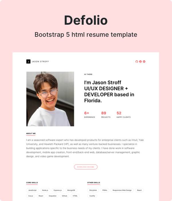 Defolio - Bootstrap 5 html resume template