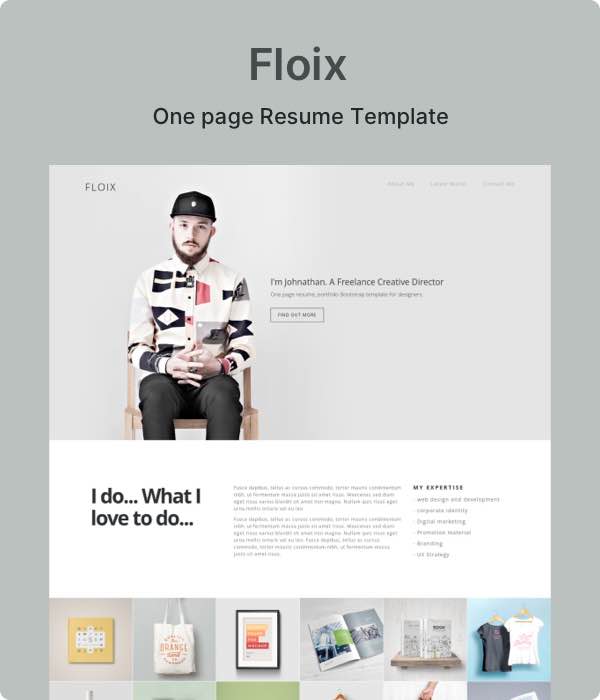 Floix – One page Bootstrap Resume Template