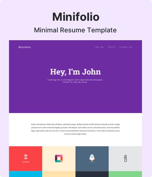 Minifolio – Bootstrap Resume, Personal Portfolio Template