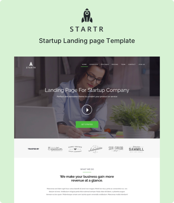 Start-Free Startup landing page