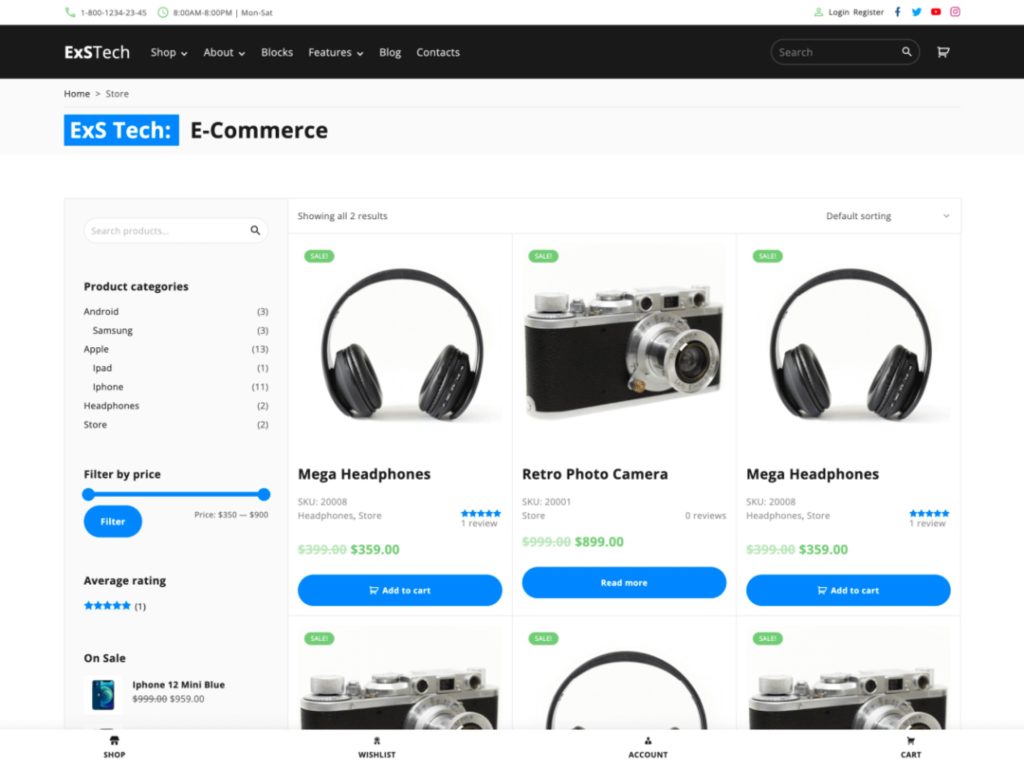 ExS Tech - free WooCommerce Themes