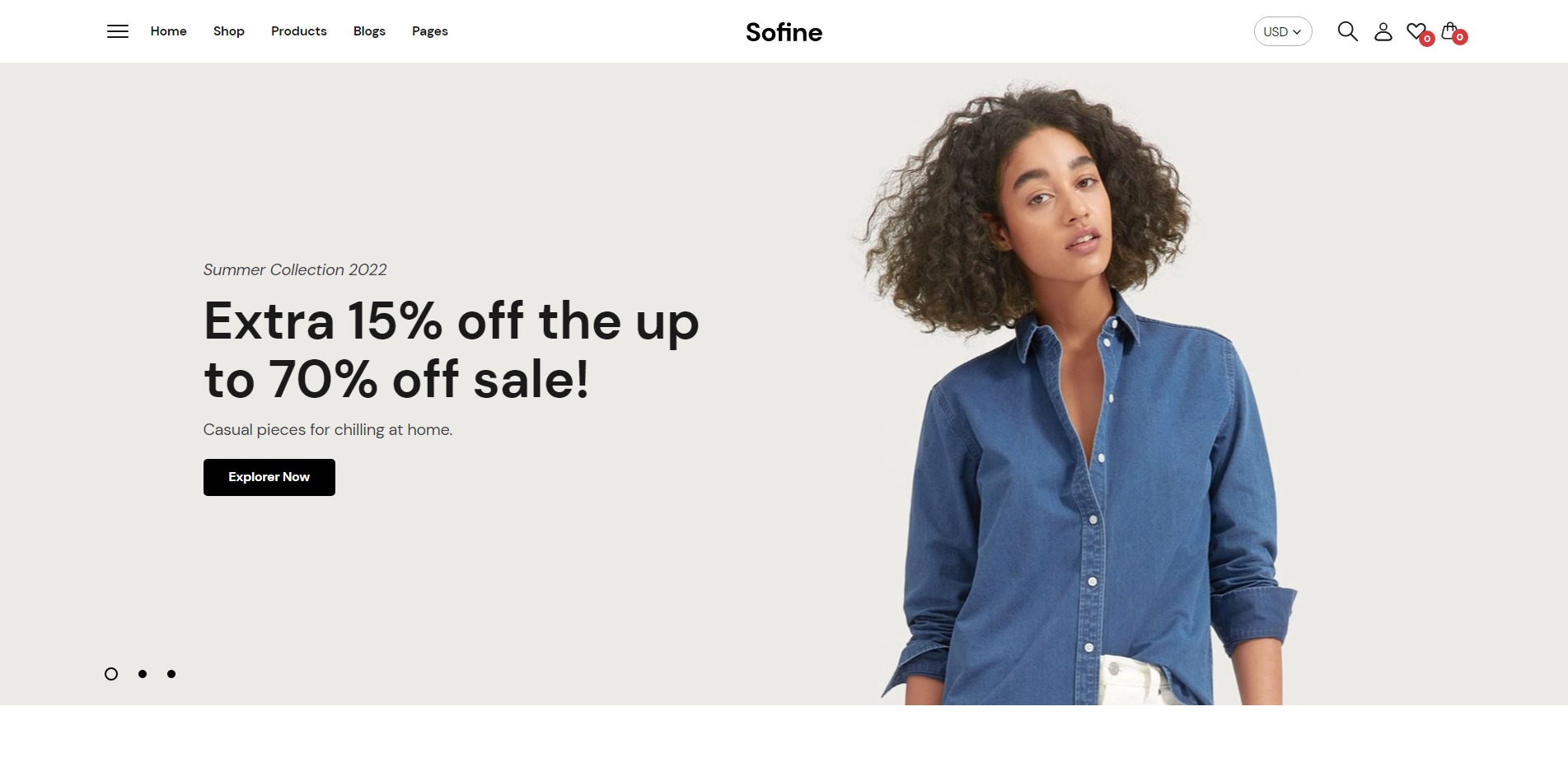 Sofine is a multipurpose minimalist theme for all the essential features of an online store.