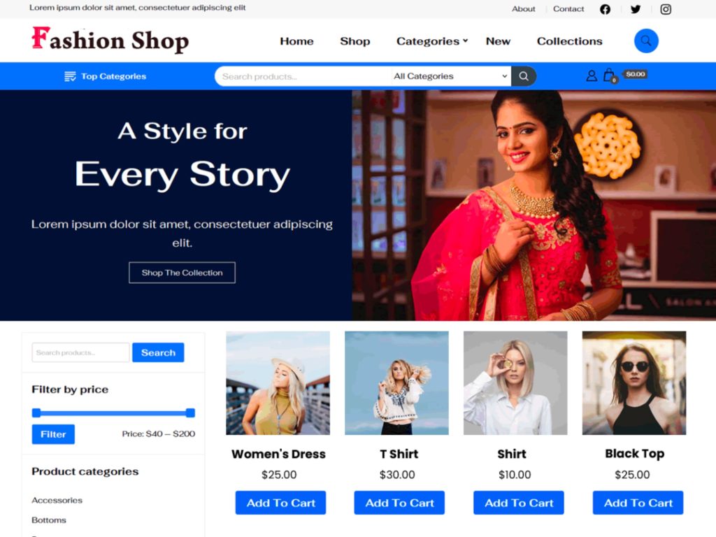 Free theme for online fashion businesses