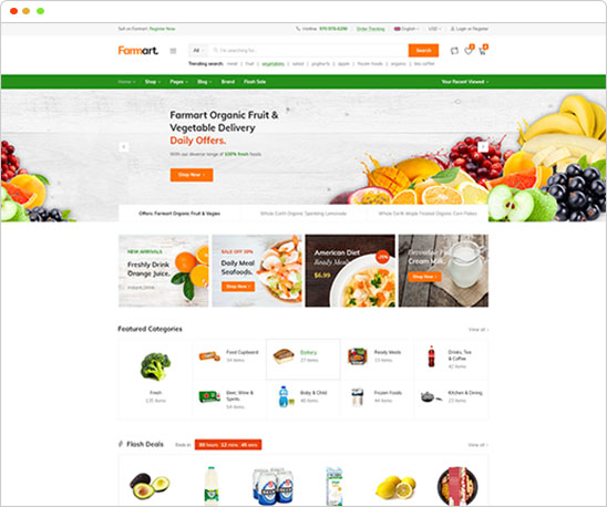 Farmart is a flexible and modern organic marketplace theme.